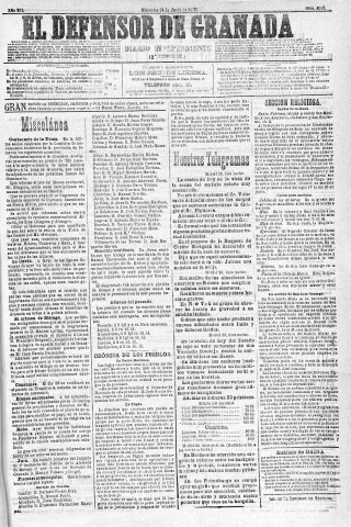 'El Defensor de Granada  : diario político independiente' - Año XII Número 4292 2ª ed. - 1891 Junio 24