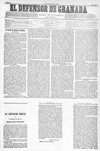'El Defensor de Granada  : diario político independiente' - Año XII Número 4293 1ª ed. - 1891 Junio 25