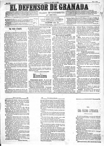 'El Defensor de Granada  : diario político independiente' - Año XII Número 4321 1ª ed. - 1891 Julio 11