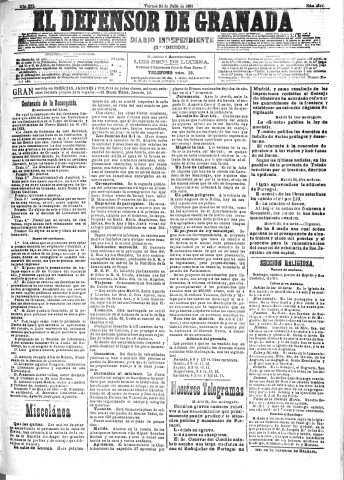 'El Defensor de Granada  : diario político independiente' - Año XII Número 4344 2ª ed. - 1891 Julio 24