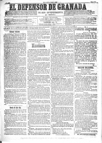 'El Defensor de Granada  : diario político independiente' - Año XII Número 4346 2ª ed. - 1891 Julio 25
