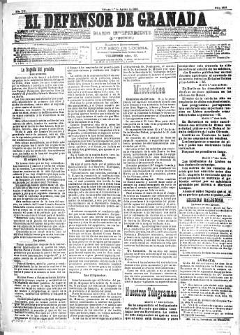'El Defensor de Granada  : diario político independiente' - Año XII Número 4358 2ª ed. - 1891 Agosto 01