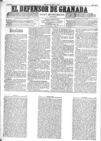 'El Defensor de Granada  : diario político independiente' - Año XII Número 4363 1ª ed. - 1891 Agosto 05