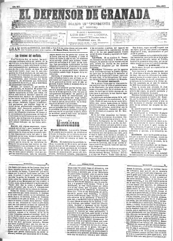'El Defensor de Granada  : diario político independiente' - Año XII Número 4369 1ª ed. - 1891 Agosto 08