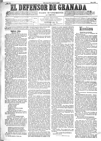 'El Defensor de Granada  : diario político independiente' - Año XII Número 4375 1ª ed. - 1891 Agosto 12