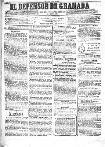 'El Defensor de Granada  : diario político independiente' - Año XII Número 4384 1ª ed. - 1891 Agosto 17