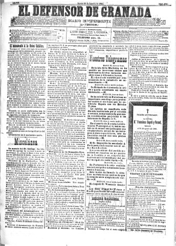 'El Defensor de Granada  : diario político independiente' - Año XII Número 4390 2ª ed. - 1891 Agosto 20