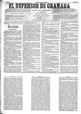 'El Defensor de Granada  : diario político independiente' - Año XII Número 4393 1ª ed. - 1891 Agosto 22