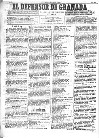 'El Defensor de Granada  : diario político independiente' - Año XII Número 4400 2ª ed. - 1891 Agosto 26