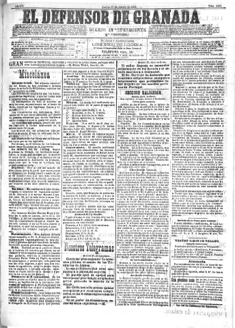 'El Defensor de Granada  : diario político independiente' - Año XII Número 4402 2ª ed. - 1891 Agosto 27
