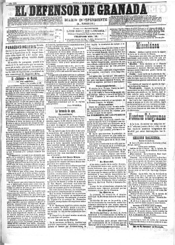 'El Defensor de Granada  : diario político independiente' - Año XII Número 4430 2ª ed. - 1891 Septiembre 12