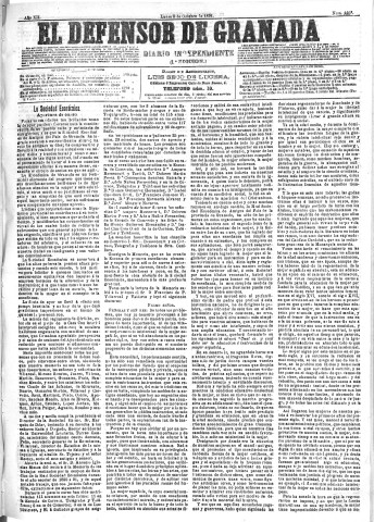 'El Defensor de Granada  : diario político independiente' - Año XII Número 4468 1ª ed. - 1891 Octubre 05