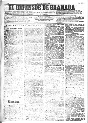'El Defensor de Granada  : diario político independiente' - Año XII Número 4469 1ª ed. - 1891 Octubre 06