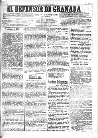 'El Defensor de Granada  : diario político independiente' - Año XII Número 4478 2ª ed. - 1891 Octubre 10