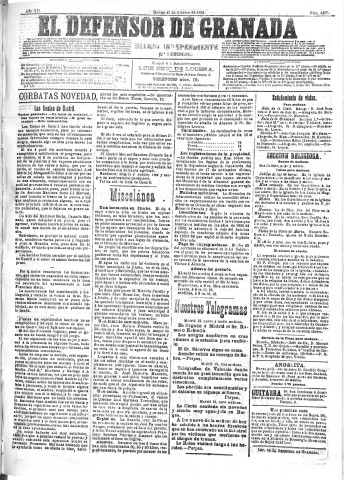 'El Defensor de Granada  : diario político independiente' - Año XII Número 4482 2ª ed. - 1891 Octubre 13