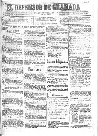 'El Defensor de Granada  : diario político independiente' - Año XII Número 4490 2ª ed. - 1891 Octubre 17