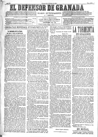 'El Defensor de Granada  : diario político independiente' - Año XII Número 4499 1ª ed. - 1891 Octubre 23