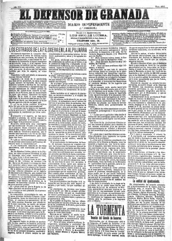 'El Defensor de Granada  : diario político independiente' - Año XII Número 4509 1ª ed. - 1891 Octubre 29