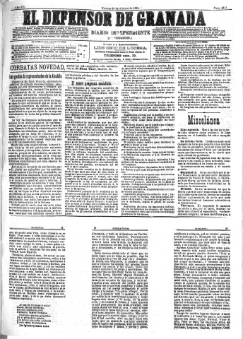 'El Defensor de Granada  : diario político independiente' - Año XII Número 4511 1ª ed. - 1891 Octubre 30