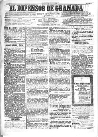 'El Defensor de Granada  : diario político independiente' - Año XII Número 4518 2ª ed. - 1891 Noviembre 03