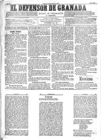 'El Defensor de Granada  : diario político independiente' - Año XII Número 4523 1ª ed. - 1891 Noviembre 06