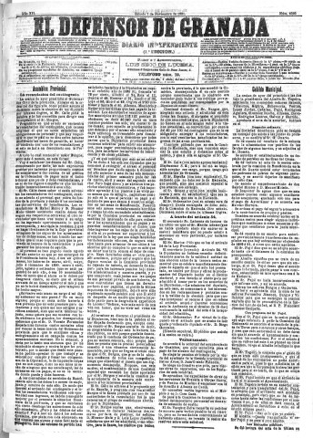 'El Defensor de Granada  : diario político independiente' - Año XII Número 4525 1ª ed. - 1891 Noviembre 07