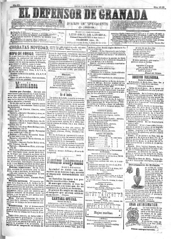 'El Defensor de Granada  : diario político independiente' - Año XII Número 4526 2ª ed. - 1891 Noviembre 07
