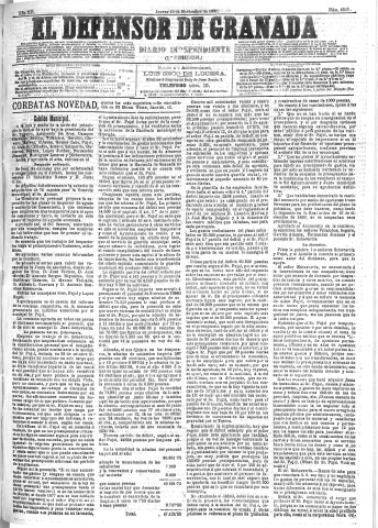 'El Defensor de Granada  : diario político independiente' - Año XII Número 4533 1ª ed. - 1891 Noviembre 12
