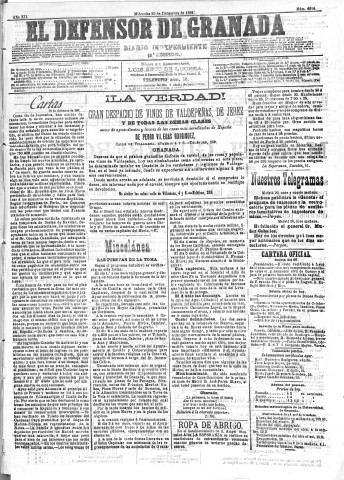 'El Defensor de Granada  : diario político independiente' - Año XII Número 4614 2ª ed. - 1891 Diciembre 30
