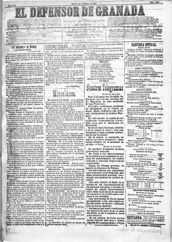 'El Defensor de Granada  : diario político independiente' - Año XIII Número 4642 2ª ed. - 1892 Enero 16