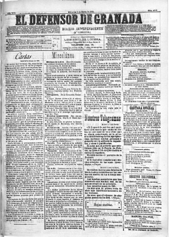 'El Defensor de Granada  : diario político independiente' - Año XIII Número 4718 2ª ed. - 1892 Marzo 02
