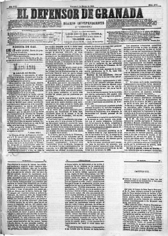 'El Defensor de Granada  : diario político independiente' - Año XIII Número 4721 1ª ed. - 1892 Marzo 04