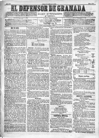 'El Defensor de Granada  : diario político independiente' - Año XIII Número 4724 2ª ed. - 1892 Marzo 05