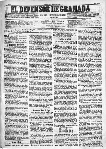 'El Defensor de Granada  : diario político independiente' - Año XIII Número 4725 1ª ed. - 1892 Marzo 06