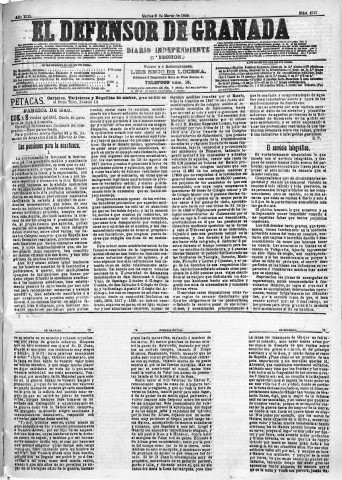 'El Defensor de Granada  : diario político independiente' - Año XIII Número 4727 1ª ed. - 1892 Marzo 08