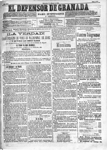 'El Defensor de Granada  : diario político independiente' - Año XIII Número 4730 2ª ed. - 1892 Marzo 09