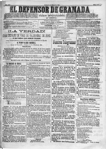 'El Defensor de Granada  : diario político independiente' - Año XIII Número 4732 2ª ed. - 1892 Marzo 10