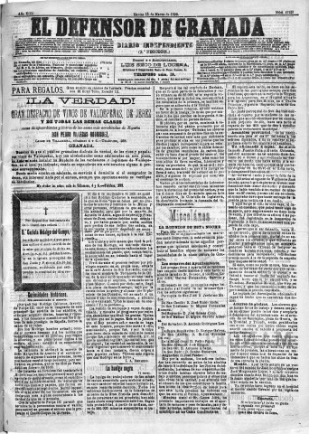 'El Defensor de Granada  : diario político independiente' - Año XIII Número 4740 2ª ed. - 1892 Marzo 15