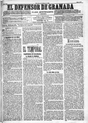 'El Defensor de Granada  : diario político independiente' - Año XIII Número 4741 1ª ed. - 1892 Marzo 16
