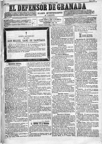 'El Defensor de Granada  : diario político independiente' - Año XIII Número 4742 2ª ed. - 1892 Marzo 16