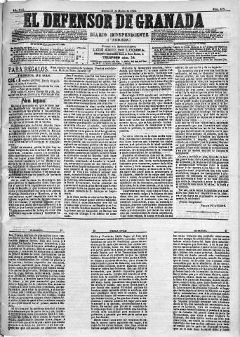 'El Defensor de Granada  : diario político independiente' - Año XIII Número 4751 1ª ed. - 1892 Marzo 22