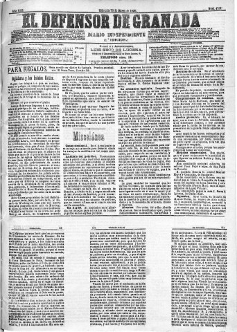 'El Defensor de Granada  : diario político independiente' - Año XIII Número 4764 1ª ed. - 1892 Marzo 30