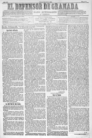 'El Defensor de Granada  : diario político independiente' - Año XIII Número 4774 1ª ed. - 1892 Abril 05