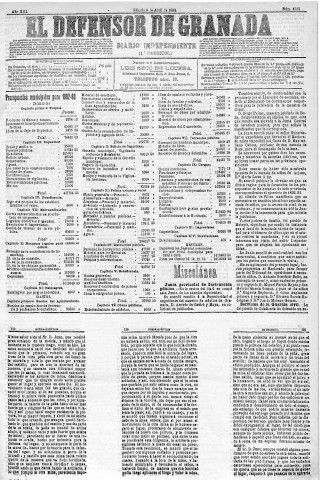 'El Defensor de Granada  : diario político independiente' - Año XIII Número 4782 1ª ed. - 1892 Abril 09