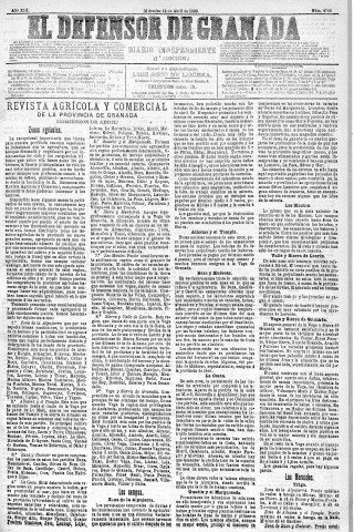 'El Defensor de Granada  : diario político independiente' - Año XIII Número 4788 1ª ed. - 1892 Abril 13