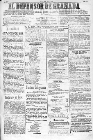 'El Defensor de Granada  : diario político independiente' - Año XIII Número 4802 2ª ed. - 1892 Abril 22