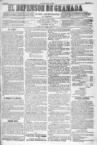 'El Defensor de Granada  : diario político independiente' - Año XIII Número 4812 2ª ed. - 1892 Abril 28