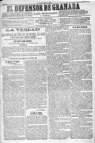 'El Defensor de Granada  : diario político independiente' - Año XIII Número 4816 2ª ed. - 1892 Abril 30