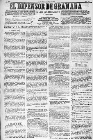 'El Defensor de Granada  : diario político independiente' - Año XIII Número 4817 1ª ed. - 1892 Mayo 01