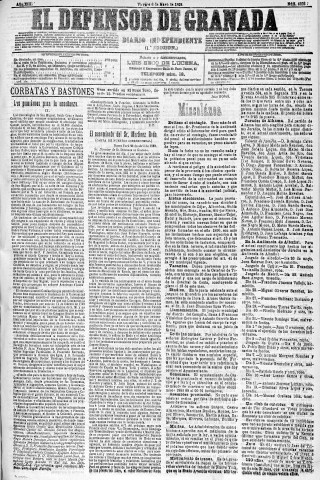 'El Defensor de Granada  : diario político independiente' - Año XIII Número 4825 1ª ed. - 1892 Mayo 06